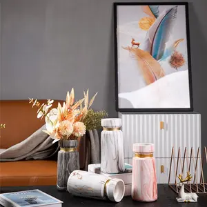 Новые современные роскошные фарфоровые цветочные вазы с мраморным рисунком для домашнего декора