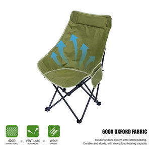 Chaise lune pliante moderne à dossier haut et rembourrée, en Oxford 600D et acier au carbone, capacité 400 lbs, pour camping, échantillon disponible, approvisionnement direct usine - Product Image 6