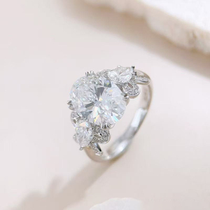 <span class=keywords><strong>Anillo</strong></span> de <span class=keywords><strong>Oro</strong></span> Blanco de 18K con Diamante Moissanita de Laboratorio de 5 Quilates y Lazo de Lujo, Anillos para Hombre de Acero Inoxidable - Product Image 2