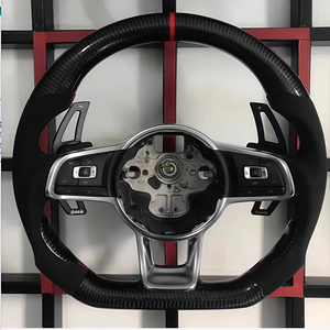 Volant en cuir et fibre de carbone pour Volkswagen VW Polo MK <span class=keywords><strong>Golf</strong></span> 5 6 7 7.5 <span class=keywords><strong>6R</strong></span> R Passat CC Gti Gte personnalisé - Product Image 3