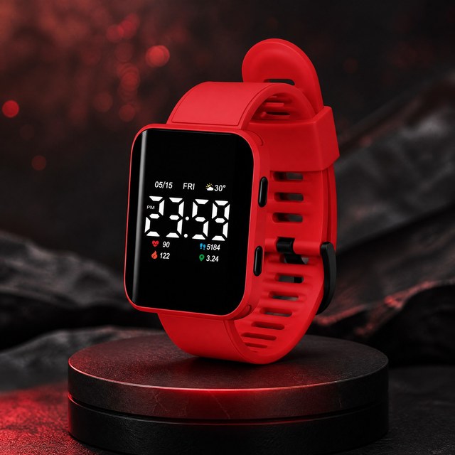 Bulk OEM ODM Red Smart Watch Fitness Tracker Step Counter Breathable for Daily Wear Kids Digital Watch