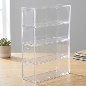 Fabric Rectangle Classic Jewelry Storage Organizer Multi-functional Stackable Folding Display Holder Dust Proof Desktop Drawer - Product Image 2