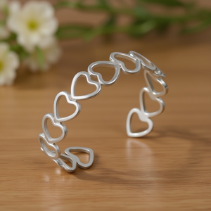 Amy Amy Heart Shape <b>Silver</b> Plated Cuff <b>Bracelet</b> For Women Fashion Jewelry Gift - Product Image 2