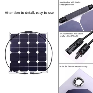 Panneau solaire monocristallin de haute qualité, petite taille, 50W, avec une efficacité de 19%, garantie de 10 ans pour une utilisation domestique - Product Image 2