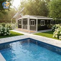 Maison conteneur préfabriquée extensible de luxe en structure acier, 20FT 40FT, 2 chambres, design Asie du Sud-Est, avec entrée en verre pour école