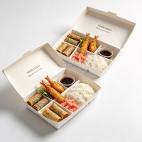 Boîte à bento jetable de haute qualité pour sushis, forme rectangulaire, boîte à sushis en papier plié, emballage pour sushis à l'encre de soja