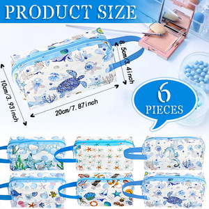 Handheld Large Capacity <b>Makeup</b> <b>Bag</b> Women's Beach <b>Travel</b> <b>Bag</b> Waterproof Zipper Closure PVC Transparent Gift <b>Bag</b> with Print - Product Image 3