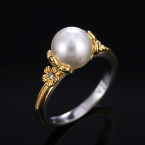 Pearl Look Ring for Women Elegant Proposal Wedding Fashion Party Finger Accessory Gift - Product Image 1