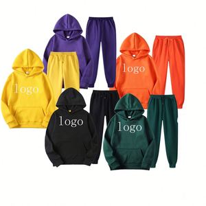 Sweatpants and Hoodie <b>Polyester</b> Long Personalized Two Pieces Men Sports Fleece <b>Tracksuits</b> Jogger Custom Sweatsuit With logo - Product Image 1