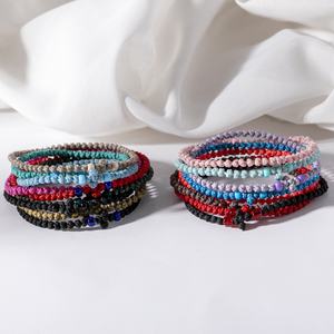 Venta caliente <span class=keywords><strong>ortodoxa</strong></span> 61 nudo <span class=keywords><strong>Cruz</strong></span> oración cera cuerda para pulsera hecha a mano ruso Komboskini ajustable para hombres mujeres rojo Oeste - Product Image 2