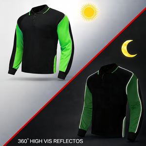 Mens Hi Vis uzun kollu çalışma Polo GÖMLEK özelleştirilmiş hızlı kuru güvenlik inşaat floresan yüksek görünürlük tulum gömlek - Product Image 3