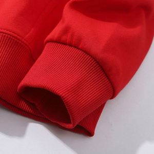 ออกแบบเสื้อฮู้ดรุ่นล่าสุด สีแดง สำหรับกิจกรรมกลางแจ้ง อุ่นสบาย พร้อมพิมพ์ลายดิจิทัล ปรับแต่งเสื้อฮู้ดด้วยโลโก้ของคุณ - Product Image 4