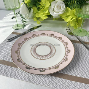 Ensembles de vaisselle en porcelaine osseuse de luxe légère et personnalisée de haute qualité Assiette de présentation rose de style nordique pour table de mariage BLAIS - Product Image 4