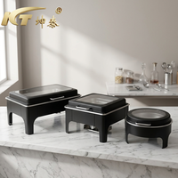 Kuntai Black Luxury Stainless Steel Rectangular 9L Gas Powered Fuel Chaffing Dish Buffet Set with Food Warmer 440W
