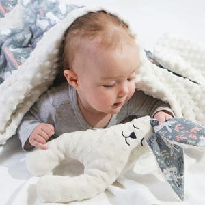 Couverture bébé en polaire 100% polyester ultra douce avec imprimé personnalisé pour enfants garçons et filles, motif ours gris 3D, pompon en vison et pois Minky - Product Image 4