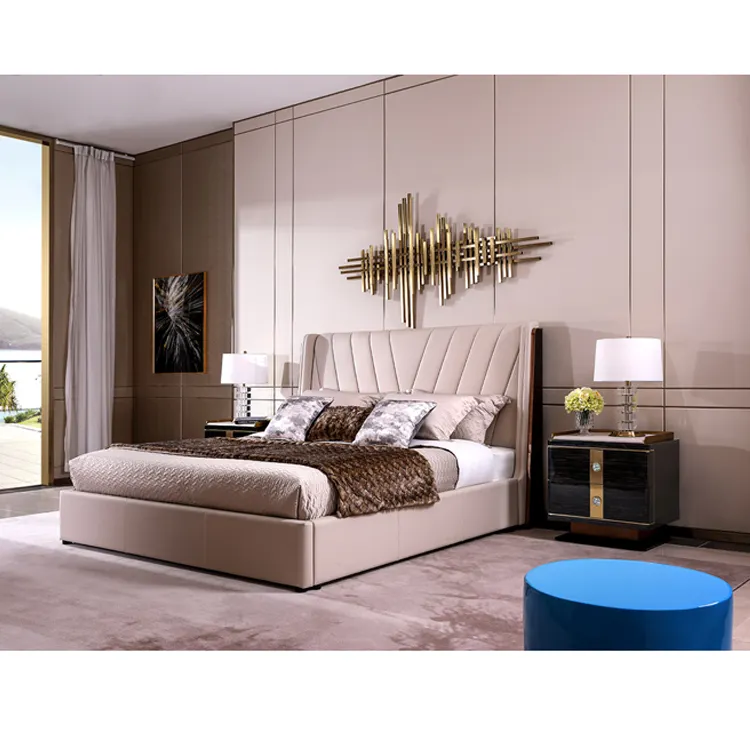 Eenvoudige En Comfortabele Familie King Size Bed Moderne Lederen Zacht Bed
