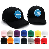 Gorras de Béisbol Deportivas Negras Estructuradas 100% Algodón al por Mayor, Gorra de Béisbol Bordada Personalizada de 6 Paneles para Clubes Deportivos