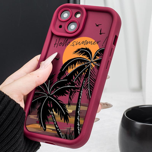 เคสโทรศัพท์ TPU นิ่มสำหรับ iPhone 16 15 14 13 12 11 PROMAX PLUS รูปต้นมะพร้าวสั่งทำ - Product Image 5