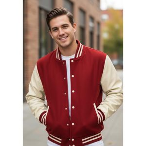 Veste universitaire pour homme en mélange de laine avec manches en cuir, style preppy, veste de collège, tailles XS-5XL - Product Image 2