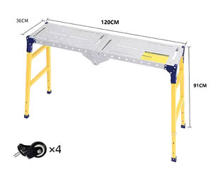 Plateforme de travail industrielle 500 kg et banc de travail portable : Nouveau type d'échafaudage mobile pliable avec marchepied de sécurité et échelle intégrée - Product Image 2