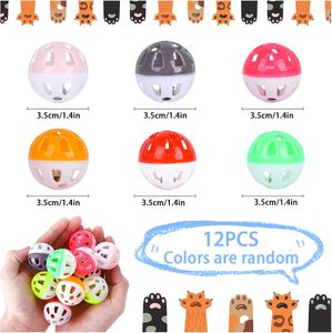 ลูกบอลของเล่นแมวพลาสติกกลวงแบบอินเทอร์แอคทีฟ สีสันสดใส มีกระดิ่งเล็ก คุณภาพสูง อุปกรณ์สำหรับสัตว์เลี้ยง ลูกบอลกระดิ่งแมว ของเล่นแมว - Product Image 2