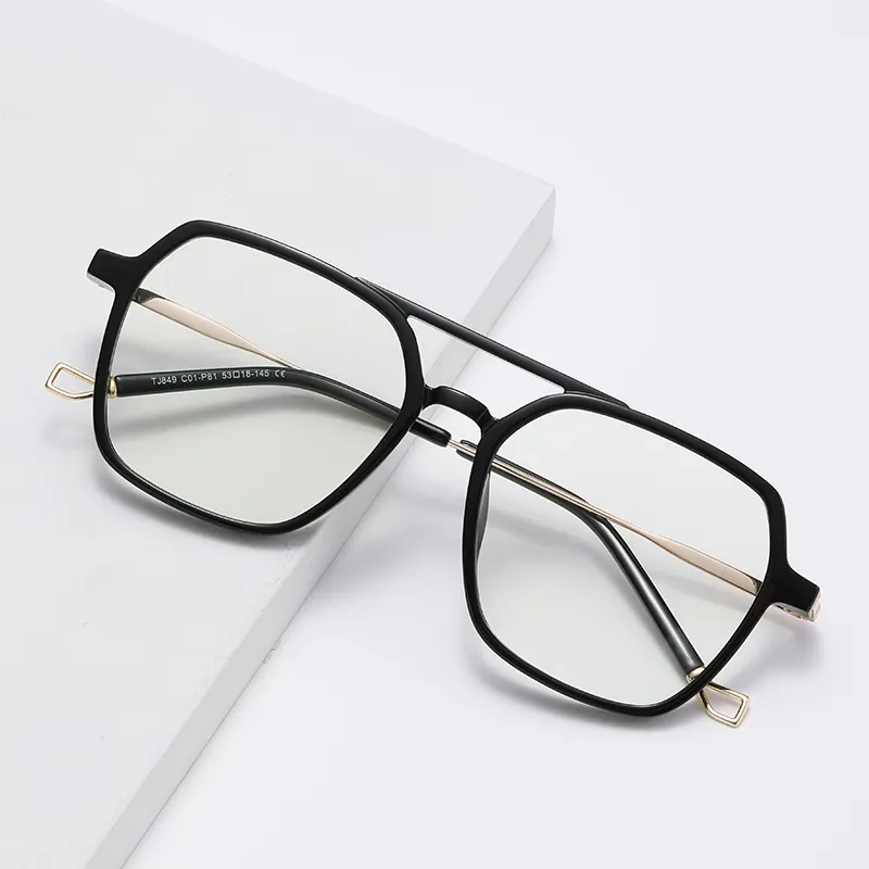 Montura de gafas TR90 para hombre, montura de gafas con luz azul, doble puente óptico, ya disponible, venta al por mayor