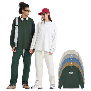 เสื้อยืดแขนยาวผ้าฝ้าย100% ฤดูใบไม้ร่วงพิมพ์ลายปักตามสั่ง - Product Image 1