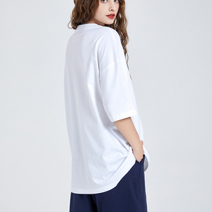 T-shirt en coton peigné 100% de qualité supérieure, coupe ample oversize, col rond, manches courtes, 220g, personnalisable avec logo, vente en gros - Product Image 5