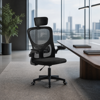 Chaise de bureau confortable avec dossier en maille, appui-tête réglable et pivotante, idéale pour la maison, le bureau, les salles de conférence et le personnel