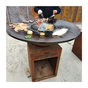 लकड़ी जलती Corten स्टील धातु BBQ Grills