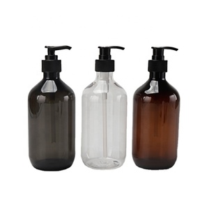 Hot Sale 300ml 400ml 500ml grey empty pump bottle dispenser liquid bathing soap bottles PET plastic dispenser pump