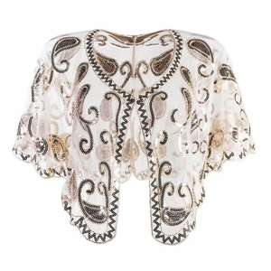 Mujeres 1920s chal con cuentas lentejuelas Deco noche capa Bolero Flapper cubrir vestido de novia europeo y americano chal en el escenario - Product Image 6