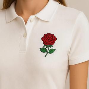 Parches Termoadhesivos Personalizados de Alta Calidad con Diseño de Mariposa, Flor y Corazón en 3D, Bordado en el Pecho Izquierdo, Logotipo de Polo, Estilo Femenino y Elegante - Product Image 2