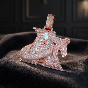 Colgante de Avión de Moissanita de Plata 925 para Hombre, con Pavé de Diamantes, Chapado en Rodio, Cadena de Lujo de Aviación en Oro Rosa, 28g - Product Image 2