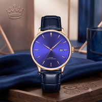 Montre à quartz de qualité supérieure, design tendance, affichage de la date, bracelet en cuir, best-seller, emballage cadeau