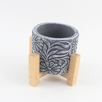Ensemble de pots de fleurs classiques en ciment pour plantes d'intérieur, pots à fleurs modernes en béton avec support pour la décoration de la maison et du bureau