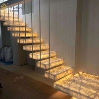 Escalera de Ónix Retroiluminada de Lujo Moderno YUSHI, Escaleras de Piedra Natural Translúcida para Proyectos de Diseño