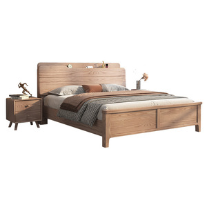 Solid Wood Bed 1.8m/1.5m <b>Storage</b> With Lighted Headboard Modern Minimalist Bedroom Furniture - Product Image 5