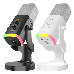 YU8 Enregistrement de jeu Microphone dynamique en streaming en direct Éclairage RVB coloré <span class=keywords><strong>XLR</strong></span> et <span class=keywords><strong>Micro</strong></span> USB Plug and Play Podcast Equipment Mic - Product Image 1