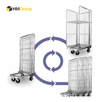 Conteneur dégrossi pliable de cages de petit pain du service 3 d'ODM d'OEM de soutien avec quatre roues