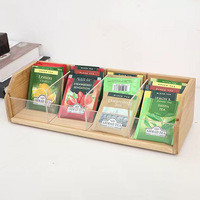 Boîte de rangement rectangulaire en bambou massif, organisateur de sachets de thé et de café, style moderne et minimaliste, pour bureau et boissons