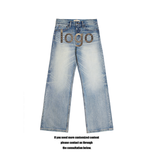 <span class=keywords><strong>Jeans</strong></span> en denim décontracté vintage Basic Nevada pour homme, coupe droite ample, 100 % coton, délavage Monkey Wash, avec <span class=keywords><strong>rivets</strong></span> - Product Image 2