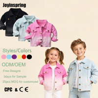 Veste en jean courte tendance pour enfants plus âgés avec logo personnalisé, nouvelles arrivées d'automne, col à revers, manches longues, dégradé multicolore