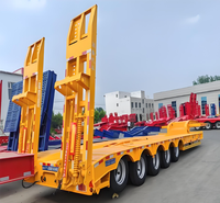 Semi-trailer Low-bed 7-axis 80-ton yang Dapat Diperpanjang, Konstruksi Baja, Heavy Duty, Landing Gear, Suspensi Udara, Panjang 17m, Laris Terjual