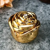 Urna Conmemorativa de Lujo para Mascotas con Incrustaciones de Diamantes en Forma de Rosa, Recipiente Metálico para Guardar Cenizas de Animales Pequeños, Reptiles y Anfibios, Caja Funeraria para Cremación