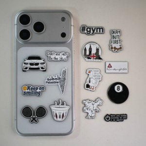 Autocollants personnalisés en métal émaillé pour téléphone, adhésifs 3M, Palestine, Londres, Gym, Voiture, Café, Citations arabes amusantes, Épingles décoratives pour coque de téléphone - Product Image 1