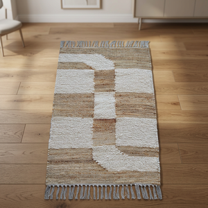 Handmade <b>Woven</b> Modern Jute Area <b>Rug</b> Geometric <b>Flat</b> Pile Non-Slip Natural Fiber 10'x14' Living Room Bedroom - Product Image 2