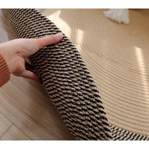 Alfombra redonda de yute tejida, estilo retro, color gris, 45cm 80cm 100cm 120cm, para sala de estar, dormitorio, sofá, alfombra para los pies - Product Image 3