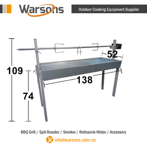 Asador de Carbón Ajustable en Longitud, Extensible, Grande, de Acero Inoxidable, con Espiedo Giratorio - Product Image 2