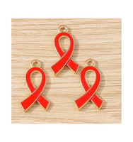 Alliage métallique émaillé, ruban de sensibilisation au cancer du sein, pendentif à breloque, ornement pour collier, bracelet, boucle d'oreille, fabrication artisanale de bijoux